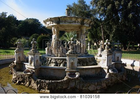 Baroque Fountain In Villa Pamphili, Rome