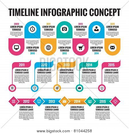 Infographic vector concept in flat design style - timeline template