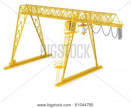 Yellow gantry bridge crane, half-turn
