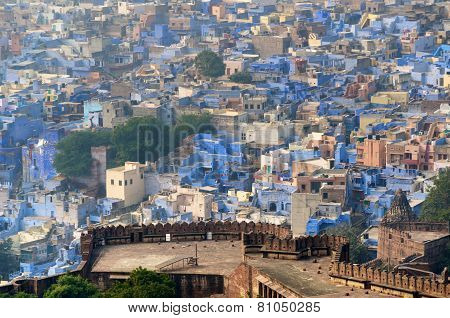 Mehrangarh Fort Overlooking The Famous Blue City In Jodhpur