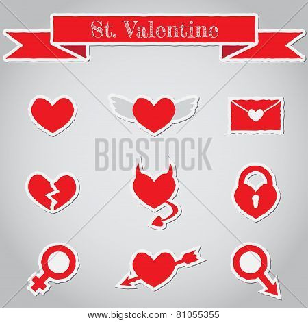 Set Of Paper Hearts