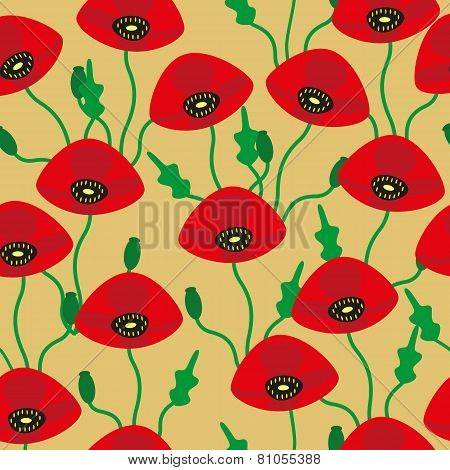 Pattern Of Red Poppies