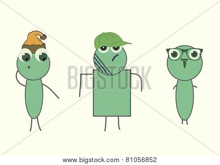 Three characters