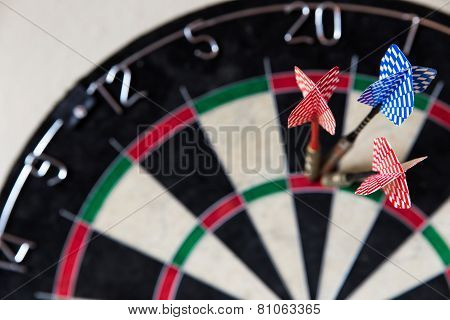Dartboard With Steeldarts In It