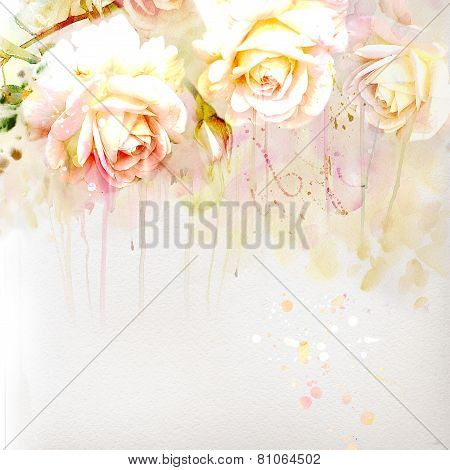 Watercolor painting floral background