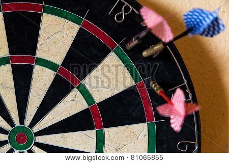 Dartboard With Steeldarts Outside