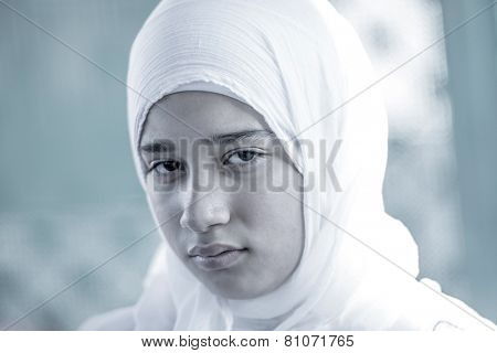 Arabic Muslim Middle Eastern girl wearing white