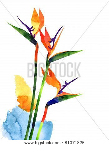 Watercolor flowers background