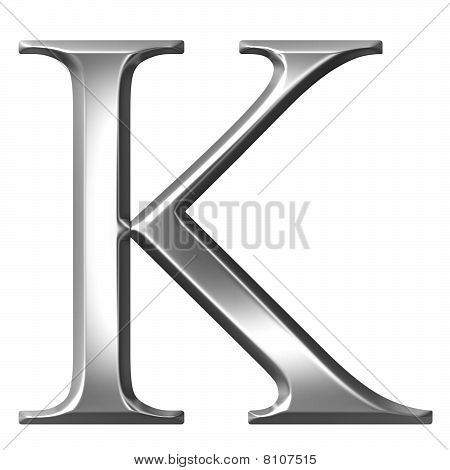 3D sølv græske bogstav Kappa