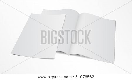 Blank Opened Magazine Template With Cover