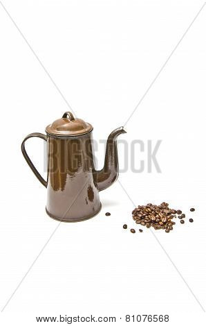 brown coffee pot and coffee