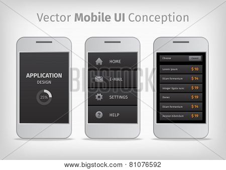 Gray And Orange Vector Mobile User Interface Conception