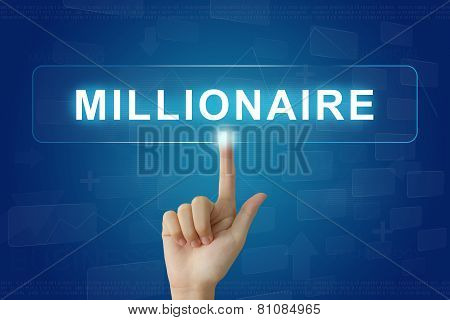 Hand Press On Millionaire Button On Touch Screen