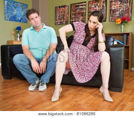 Annoyed Pregnant Lady With Man