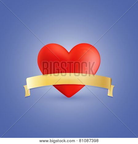 Red Heart And Golden Ribbon