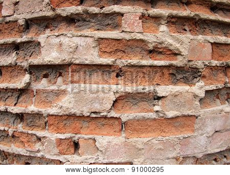 Closeup Of The Old Wall Of The Destroyed Bricks