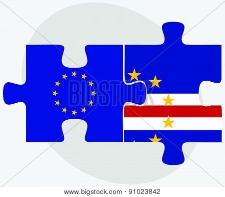 European Union And Cabo Verde Flags In Puzzle