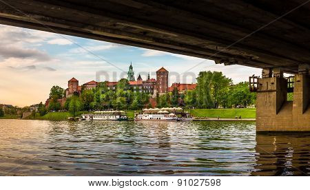 Panorama Of Wawel Castle In Cracow, Poland