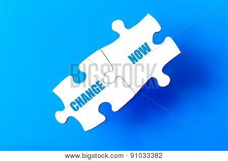 Connected Puzzle Pieces With Words Change And Now