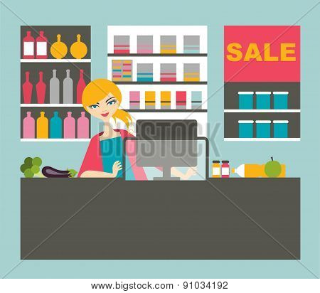 Atractive Cashier Woman.