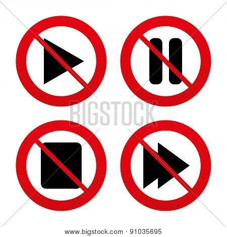 Player navigation icons. Play, stop and pause.