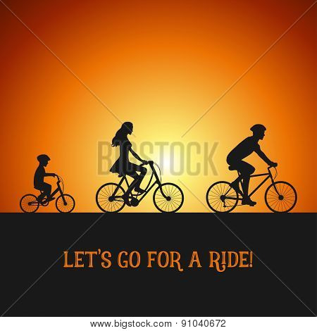 Family on the bicycle trip