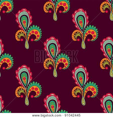 Seamless floral pattern with hand drawn doodle elements