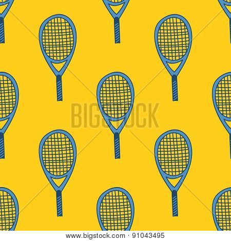 Seamless pattern with hand drawn tennis racket
