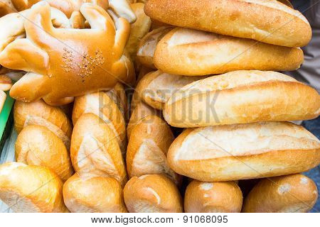 French Bread stack. Popularity of bakery in veitnam.