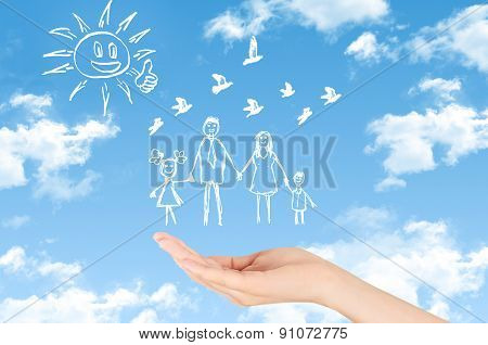 Property insurance and security concept ,Family life insurance, Protecting.
