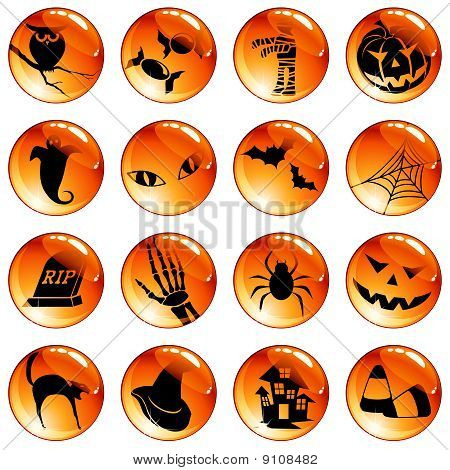 set di 16 tasti di halloween arancione e nero