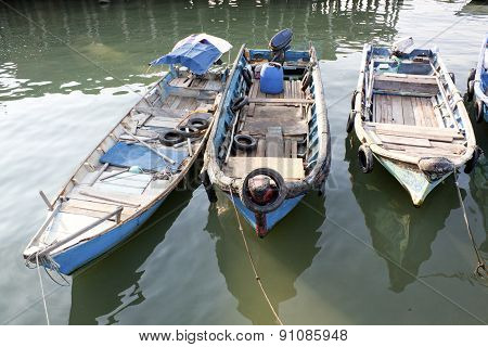 Wooden Fisherman Boat On Water