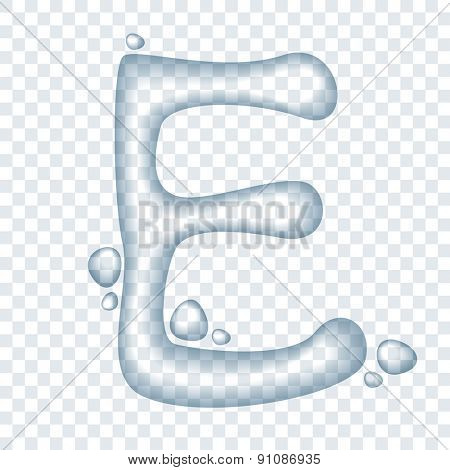 Vector  clear water transparent ABC. Letter E.