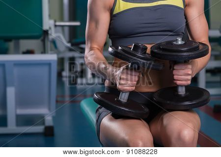 Beautiful, sexy, muscular blonde in the gym