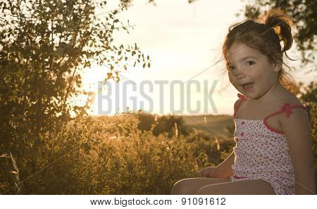 Toddler Girl On Dehesa Sunset