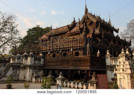 Shwenandaw Kyaung Temple in Mandalay, Myanmar