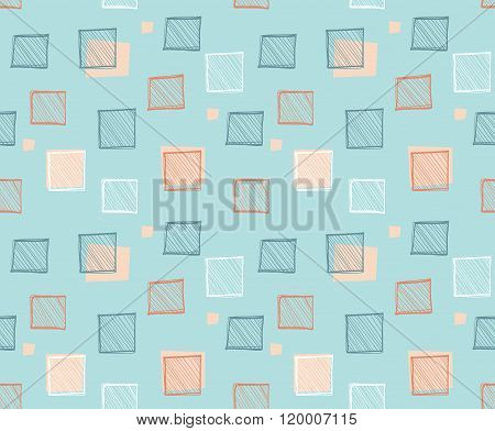 Seamless abstract geometric colorful hand drawn vector pattern