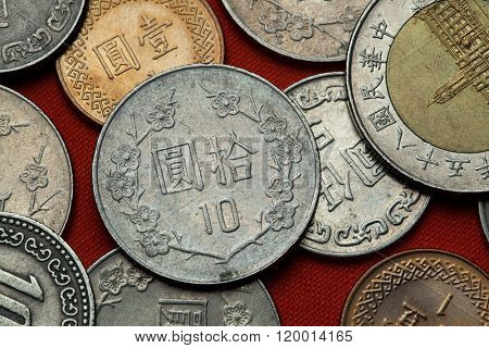 Coins of Taiwan. Taiwan 10 dollars coin