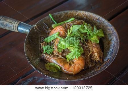 Baked Shrimps With Glass Noodles, Authentic Thai Cuisine