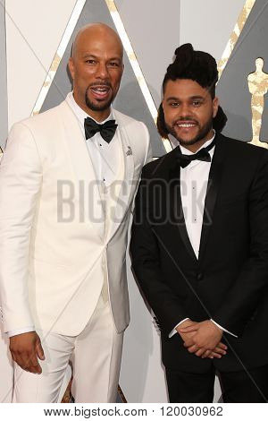 LOS ANGELES - FEB 28:  Common, The Weeknd at the 88th Annual Academy Awards - Arrivals at the Dolby Theater on February 28, 2016 in Los Angeles, CA