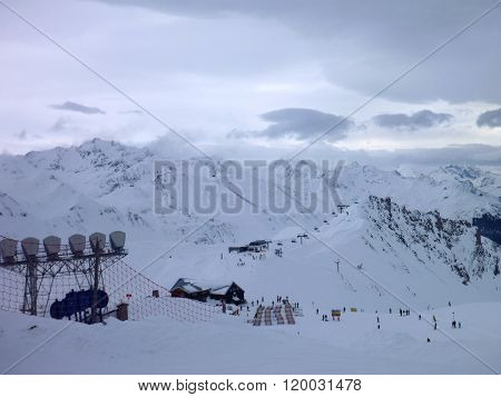Winter Mountain Panorama Of St. Anton Am Arlberg