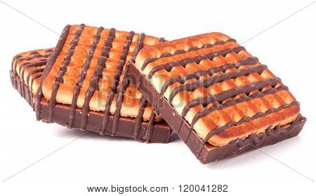 zephyr cookie with chocolate on white background