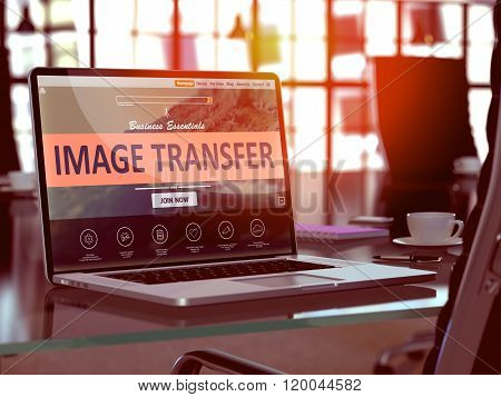 Image Transfer Concept on Laptop Screen.