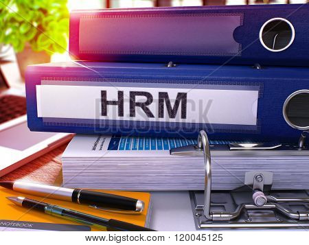 Blue Office Folder with Inscription HRM.