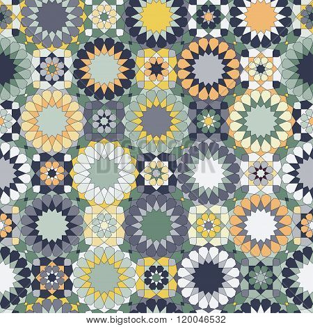 Seamless Patchwork Colorful Islamic Pattern