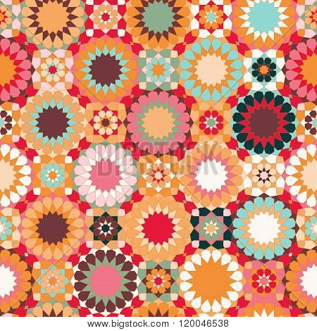 Seamless Patchwork Colorful Islamic Pattern