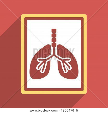 Lungs X-Ray Photo Flat Longshadow Square Icon