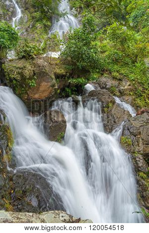 Waterfall In Deep Rain Forest Jungle (krok E Dok Waterfall Saraburi) Thailand.