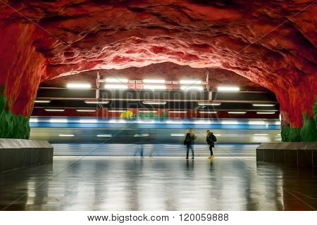 January 5 2016. Stockholm. The interior and the platform of station 