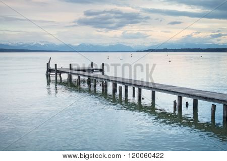 An image of a nice wooden jetty at Starnberg lake